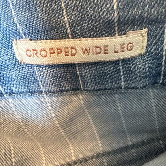 Jen7 For All Mankind Cropped Wide Leg Jeans Blue Pinstripe Stretch Denim Size 8 - Picture 8 of 10